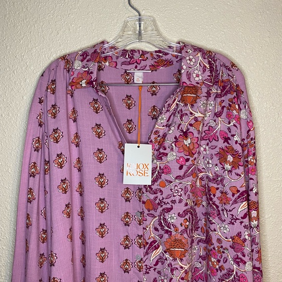Knox Rose Pink/Lavender Patterned Button Down Shirt Size XXL - Picture 2 of 16
